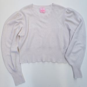 CRUSH Cashmere Sweater Cream cropped balloon sleeve corset 2/ US 8-10